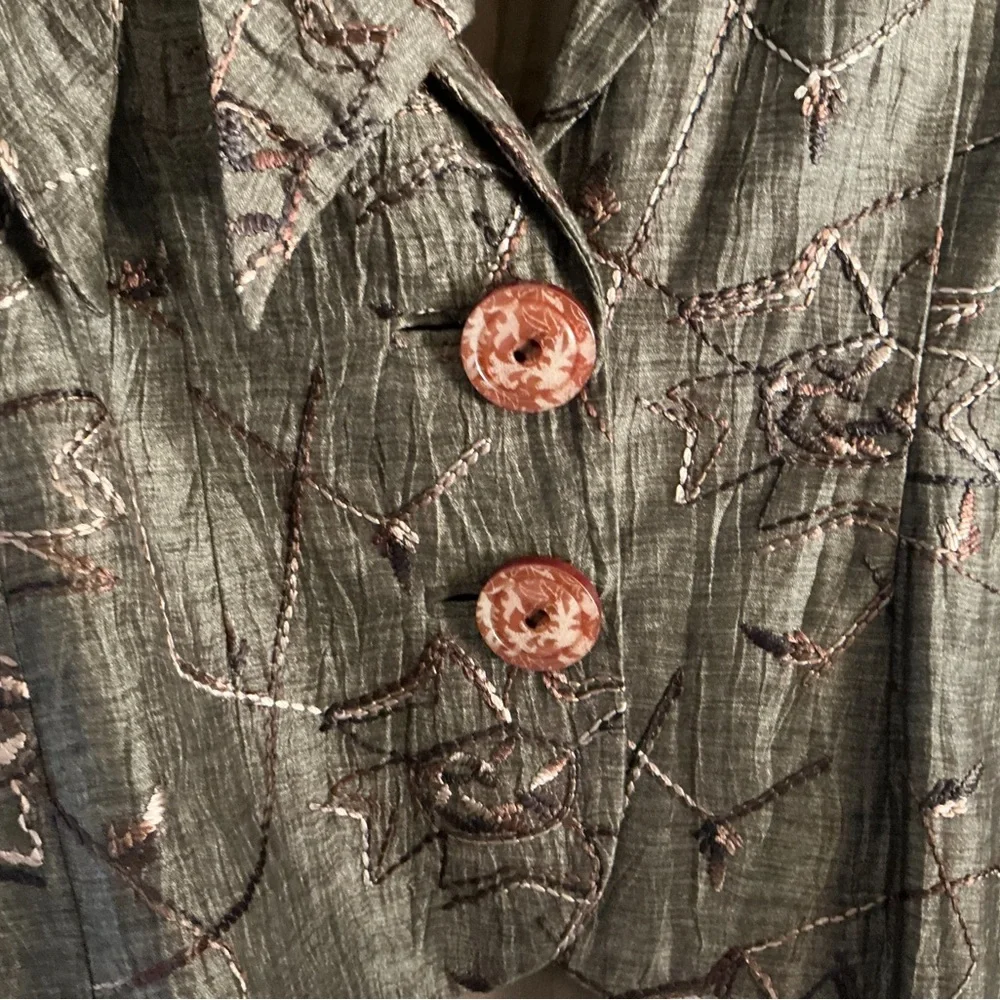 Scrumptious Vintage MARA KHODARA Embroidered Jacket w/ Statement Bow Brown Sz 4